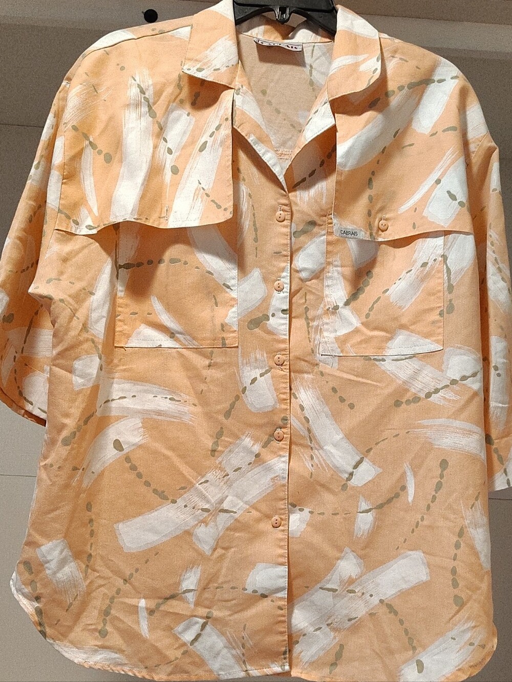 Coral Abstract Button-Up Shirt Estimated M